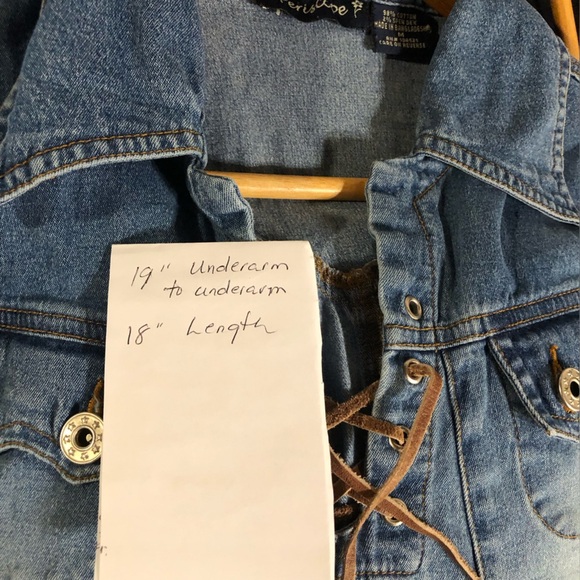 Vtg 90’s Y2K Periscope Denim Boho Top Shirt Sz M Corset Neckline Casual Western - Picture 7 of 8